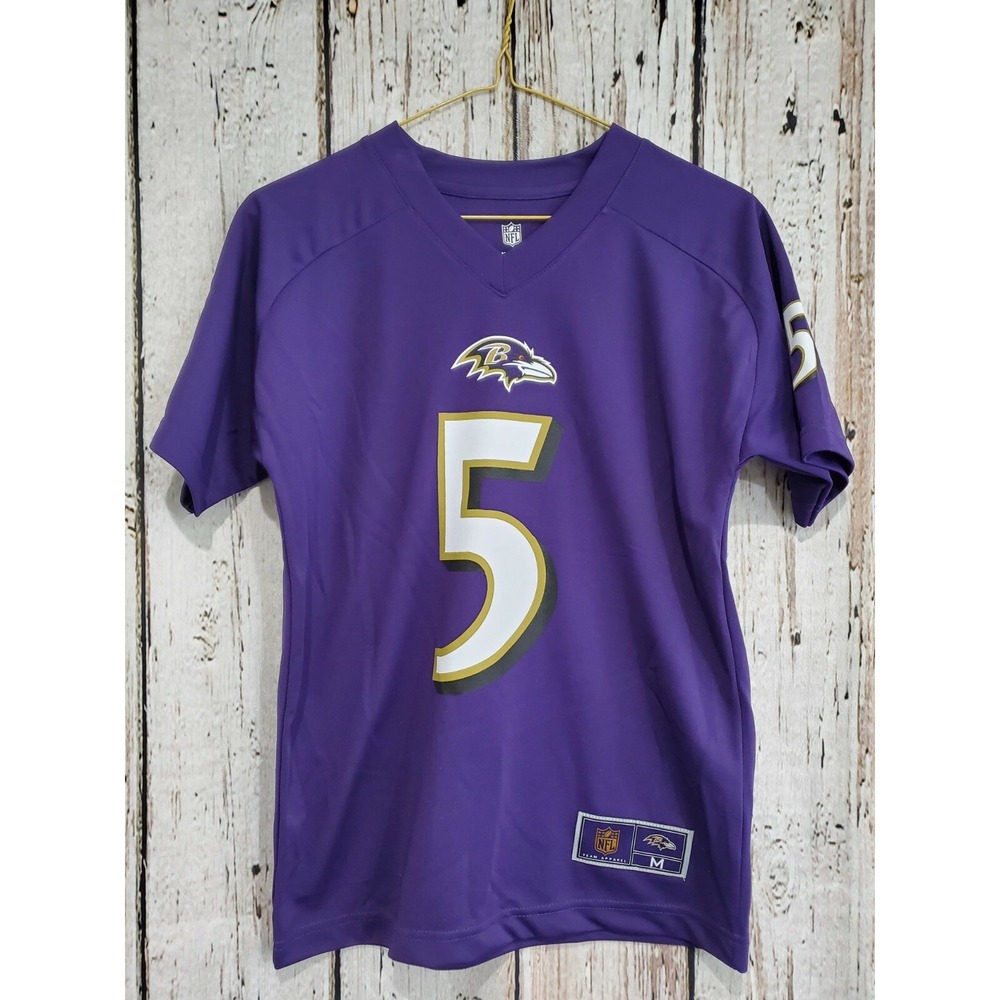 Reebok Youth Medium Baltimore Ravens Flacco #5 Jersey T‑Shirt Tee Shirt NEW NWT
